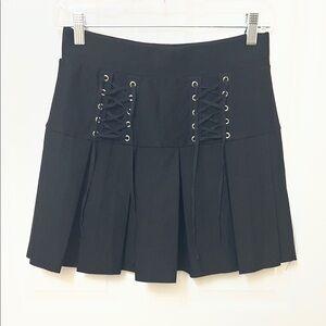 Chic Black Lace-Up Mini Skirt